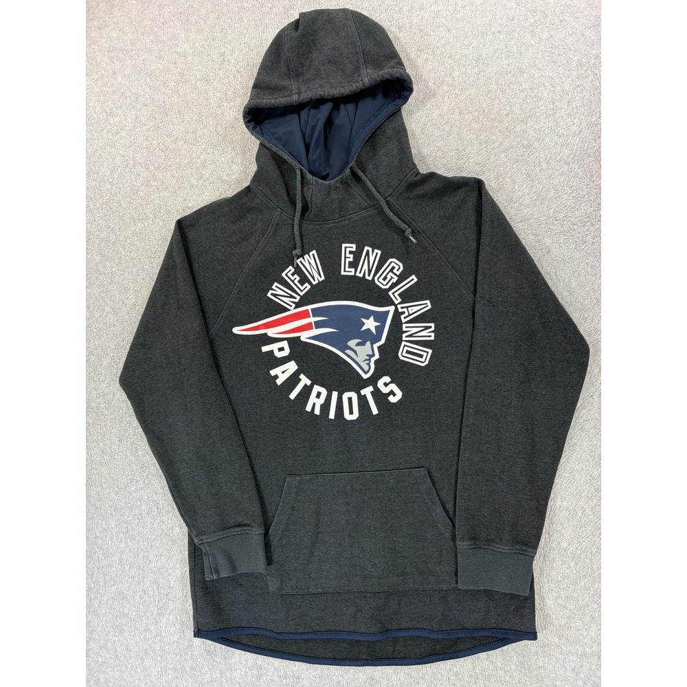 New England Patriots NFL Screened Logo Hoodie Sweatshirt (Women's Medium) Gray